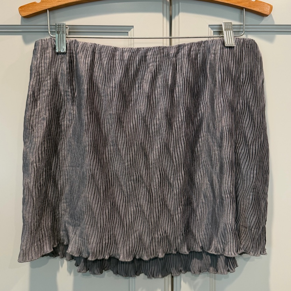 Princess Polly Textured Gray Pleated Mini Skirt